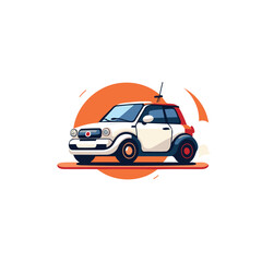 Sticker - Car on the road. Flat vector illustration isolated on white background.