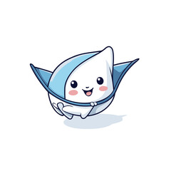 Sticker - Cute white stingray cartoon on white background. Vector illustration.