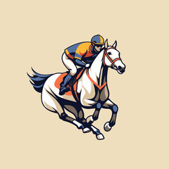 Poster - Horse jockey riding on gallop. Vector illustration for your design