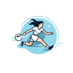 Sticker - Badminton player vector illustration. Female badminton player.