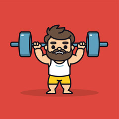 Canvas Print - Fitness man lifting barbell in the gym. Vector illustration.