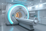 Fototapeta Przestrzenne - Magnetic resonance imaging device in Hospital 3D rendering . Medical Equipment