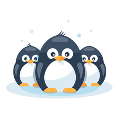 Wall Mural - Cute penguins isolated on a white background. Vector illustration.