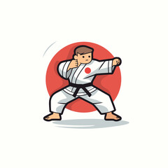 Sticker - Taekwondo. Martial arts. Vector illustration in cartoon style.