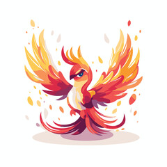 Poster - Vector illustration of a rooster with wings in the form of a bird.