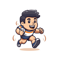 Sticker - Running man cartoon character vector design. Sport and fitness concept design.