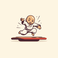 Wall Mural - Cartoon karate vector illustration for t-shirt print or poster