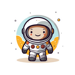 Sticker - Cute astronaut in space suit. Vector illustration on white background.