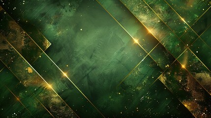 Wall Mural - Luxury green background combine with glowing golden lines.