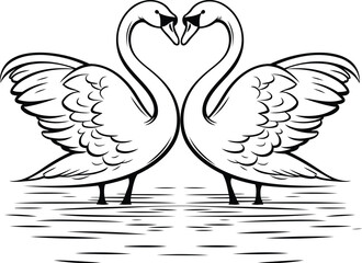 Sticker - Two swans in love on a white background. Vector illustration.