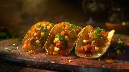 Wall Mural - Mexican poke tacos 