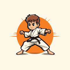 Canvas Print - Taekwondo logo. Vector illustration of a karate boy.