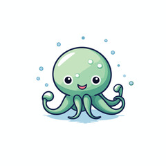 Poster - Cute cartoon octopus character on white background. Vector illustration.