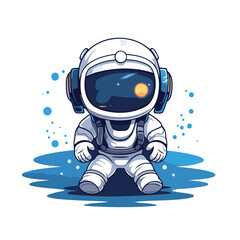 Poster - Astronaut sitting on the surface of the water. Vector illustration.