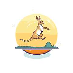 Canvas Print - Kangaroo jumping on the moon. Vector illustration in cartoon style.