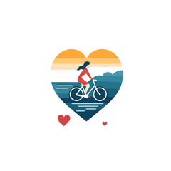 Sticker - Cycling vector logo design template. Vector illustration. Bike and heart.