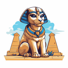 Wall Mural - Egyptian dog in a suit of Egyptian Pharaoh. Vector illustration.