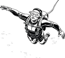 Poster - Skydiving. Vector illustration of a skydiver jumping.