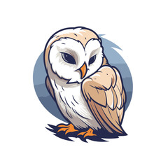 Poster - Illustration of a tawny owl on a white background.