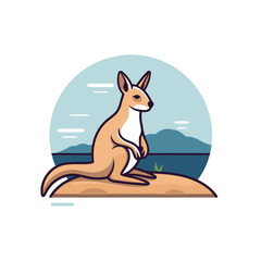 Sticker - Kangaroo icon in flat style. Kangaroo vector illustration.