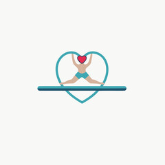 Canvas Print - Vector illustration of a man in a heart shape on a seesaw