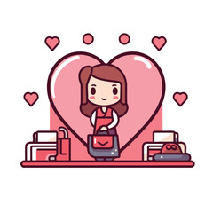 Poster - Love and valentine's day concept. Vector illustration in flat style