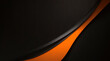オレンジと黒の線と形を持つ、幾何学的な抽象的な広い水平バナー。色付きのモダンでスポーティな明るい未来的な水平抽象的な広い背景。