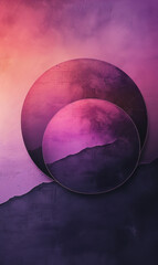 Wall Mural - Vibrant pink and purple circular shapes with a textured backdrop.