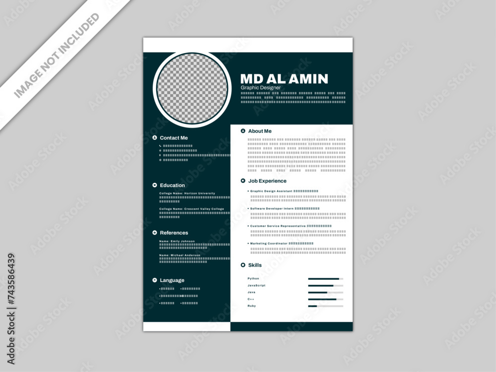 Resume Template, CV Template, Professional Resume Template Stock Vector ...