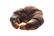 Chocolate Glazed Croissant With Chocolate Powder Topping Isolated Transparent Png Background	