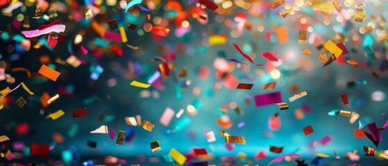 Aufkleber - Festive carnival new year's eve celebration party banner texture - Falling colorful multicolored glitter confetti background