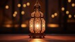 A captivating View of 3D Islamic lantern, with perfect lighting and super realistic