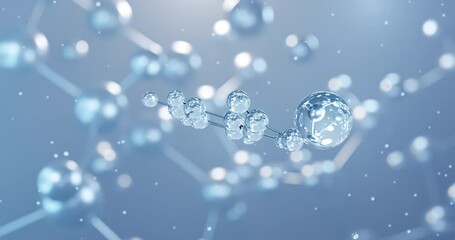 Sodium benzoate, rotating 3D model of food preservative e211, seamless looped video, molecular structure with selective focus