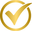 Golden check mark circle rounded icon