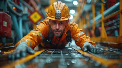 Wall Mural - construction worker experiencing a Falling from a height accident from a scaffolding