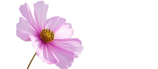 Poster - Beautiful pink flower with vibrant yellow center in full bloom and delicate petals close up