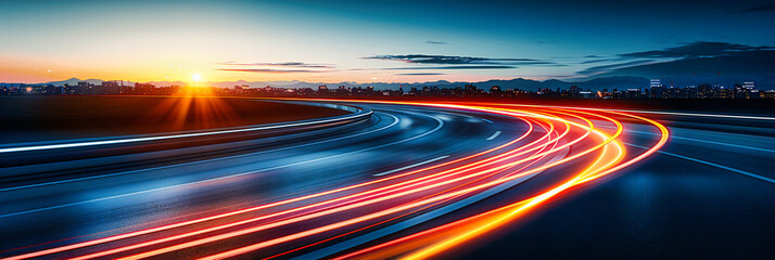 Wall Mural - Urban Night Traffic, Speed and Motion Blur, Illuminated Streets and Fast-moving City Life