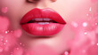 female lips with red lipstick close-up