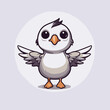 Cute cartoon seagull. Vector illustration on grey background.