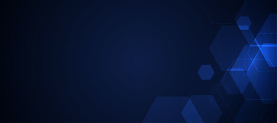 Abstract blue hexagonal background for futuristic digital hi-tech communication innovation design.