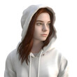 3d render of a teenager girl in a white hoodie.