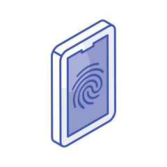Wall Mural - biometric security, fingerprint lock isometric vector design