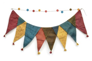 Wall Mural - Bunting cloth banner isolated on white background Generative Ai