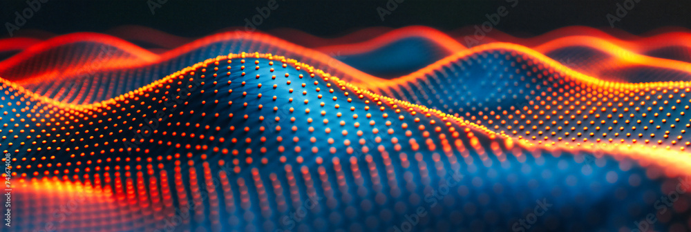 Futuristic Digital Network in Abstract Technology Design. Blue Grid and ...