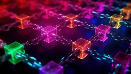 Wall Mural - Bunch of glowing cubes in dark, perfect for technology concepts