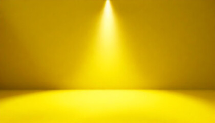 Wall Mural - Yellow empty studio space with spotlight, 3D rendering style