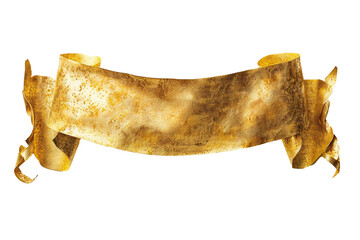 Wall Mural - empty golden banner isolated on transparent background generative ai