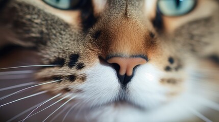 Wall Mural - Close-up of a cat's nose. The texture of the animal's respiratory organ. Sensitivity.