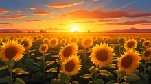 Sunflowers With Blurred Background, Beautiful Sunflowers