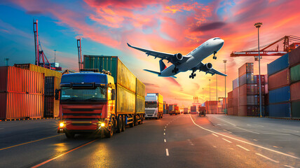 logistics import-export container freight transport. freight transport company